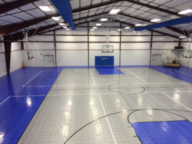 Indoor Revolution in alloy and royal blue, 6 ceiling suspended goals